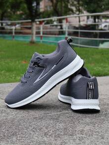 男士透气运动鞋，轻便防滑休闲运动鞋，百搭，2025年新品，防臭网眼 - 灰色 - 查看 6