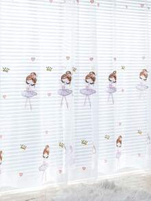 1pc Embroidered Ballet Dancer Sheer Curtain, Princess Style For Yoga/Dance Studio