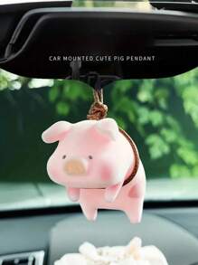 Ciondolo decorativo a forma di maialino carino, accessorio per auto, charmante pendente rosa a forma di maiale con decorazione a cuore, perfetto per decorare gli interni dell auto, aggiungendo una tocco di divertimento e allegria al tuo veicolo