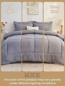 5/7pcs Comforter Set, Bedding, Cozy And Warm Bedding, Solid Color, Easy Care And Comfortable, Breathable Bed Set, For Twin, Full, King, Queen Bed Sizes, Suitable For Bedroom, Fall Decor, Halloween Decor, Guest Room, Dormitory, All Seasons, Halloween Gift, Machine Washable, 1 Comforter, 1 Flat Sheet, 1 Fitted Sheet And 2/4 Pcs Pillowcases