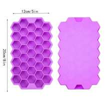 1pc Silicone Honeycomb Ice Cube Tray With Lid, 37-Grid Silicone Ice Mold, Ice Cube Tray