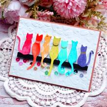 Cats Metal Cutting Dies, DIY Scrapbooking Album And Embossing Stencil, Greeting Card Making Tool, Card Paper Cutting Crafts ,Gift Card Making Template Die Cuts