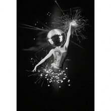 1 Stück Geschenk Pop Disco Ball Poster, Funkige Leinwandmalerei im 70er Jahre Stil, Frauenkopf mit Disco Ball Muster, Mädchenzimmer Dekoration, optional mit Rahmen - Verschiedenfarbig - Übersicht 48