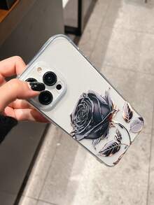 Funda para phone con estampado de flor de loto. Compatible con phone 16, 15, 14, 13, 12, 11, XS, X y Pro Max (1 unidad) - Transparente 2 - Ver 4