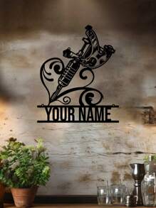 1 pezzo di Decorazione da parete in metallo personalizzata - Targa personalizzata con nome dello studio per la casa, per la decorazione della stanza degli uomini e dell'officina - Design versatile per appendere - Regalo perfetto per gli amanti dei tatuaggi, decorazione di San Valentino, decorazione di San Valentino