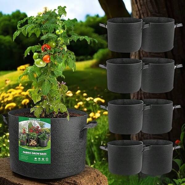 5pcs Non-Woven Felt Planter Pots, Garden Flower & Plant Growth Bags