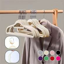 20 件优质天鹅绒衣架、儿童衣架、多组衣服和西装衣架、裤子衣架、连衣裙衣架 - 彩色 - 查看 2