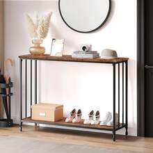 Narrow Console Table, Side Table, Hall Table With Shelf, Sofa Table, Hallway, Exhibition Table, Entrance Table, Console Table For The Living Room, 105 X 30 X 81 Cm - màu nâu - Xem 2