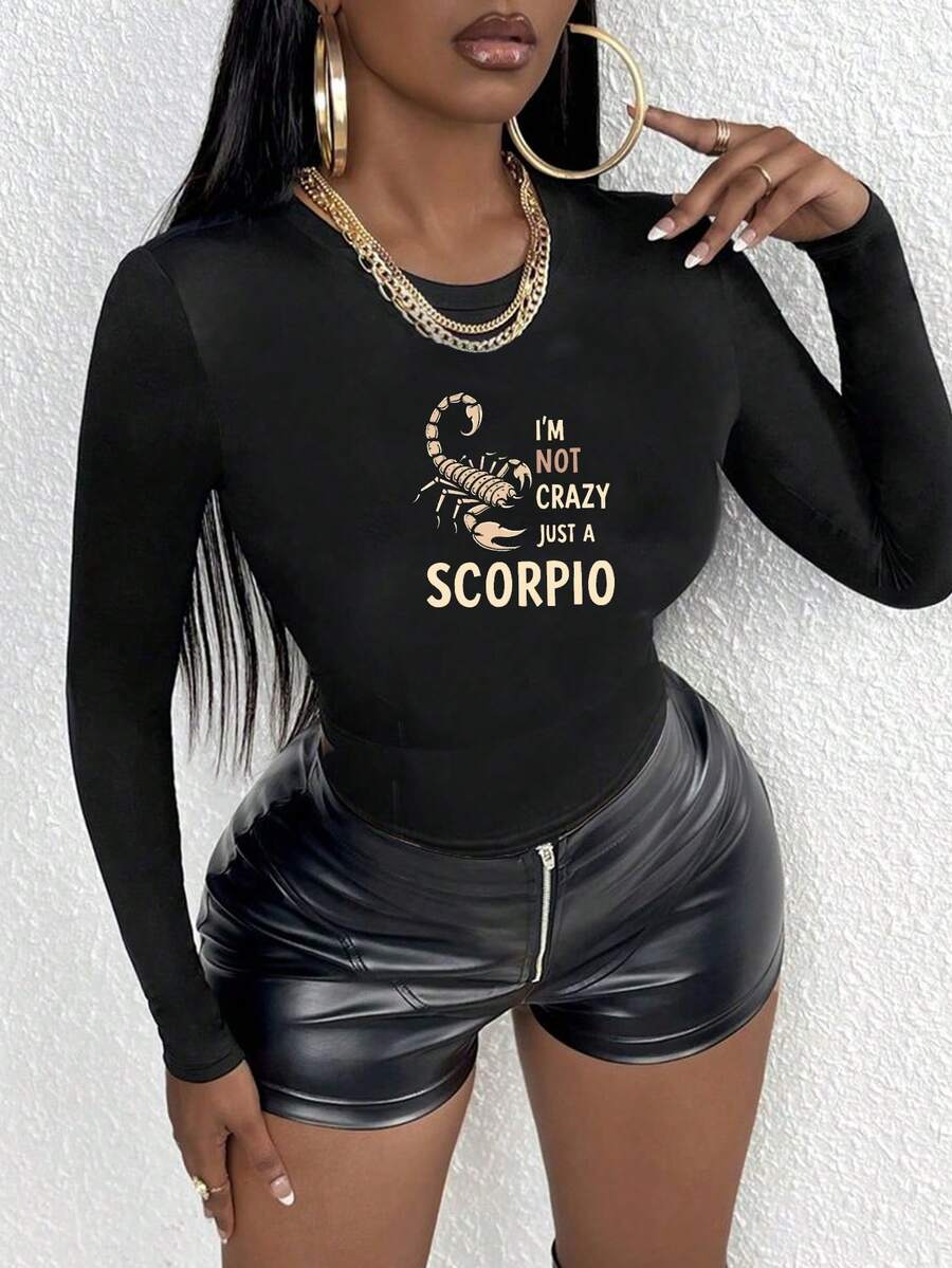 Scorpion Scorpio Women's Fashion Long Sleeve Shirt - 黑色 - 查看 1
