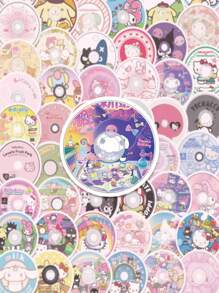 Sanrio 50PCS Creative Cartoon Classic Sanrio Disc Graffiti Stickers Waterproof PVC Personalized Hello Kitty Melody Cinnamoroll Kuromi Pochacco Art DIY Water Cup Pen Holder Guitar Phone Case Collection Decor