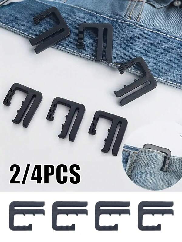 2/4pcs Waist Adjustment Buckles, Waistband Tightener, Skinny Clips, Detachable Waist Tightening Button, Belt Loop Adjustable Jeans, Side Buckle Adjustable Jeans, Unisex, Easy To Wear, The Pants Tightener Works Great On All Types Of Skirts, Slacks, Jeans And Shorts Too