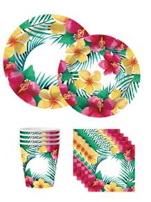 10 Stücke Hawaii Luau ovale Pappteller, Einweg Aloha Blumen Party Dekoration, Sommer Servierteller Tafelbesteck Zubehör, beliebte tropische Servierplatte, ideal für Strandpartys, Geburtstagsfeiern