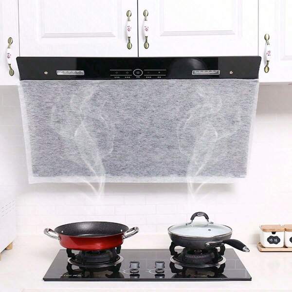 12pcs Heat-Resistant White Cooker Hood Filter Membranes, Disposable Non-Woven Fabric Oil Absorbing Stove Dust Cover, Customizable Length (500cm/Roll And 1000cm/Roll)
