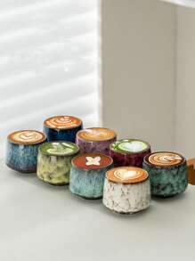 1pc 180ml Creative Ceramic Coffee Cup With Crackle Glaze, Espresso Cup, Latte Art Cup, Ice Cream Cup, Mousse Cup, Breakfast Milk Cup, Couple Cup, Suitable For Home And Office Use, Christmas, Ramadan, Eid Al-Adha Gifts Back To School