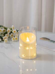 1 pièce Bougie à led inclinée minimaliste de qualité supérieure, design élégant pour plusieurs scènes, sans flamme, sécuritaire pour l'ambiance des fêtes, décoration de maison, fête intérieure/extérieure, décoration de table, bougie électronique à lumière chaude