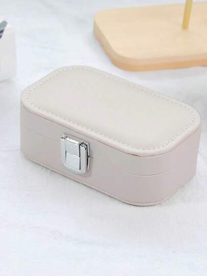 1个极简主义首饰收纳盒，便携式耳环项链戒指化妆品按扣首饰盒