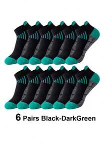 6 Pairs Unisex Short Sports Socks, Other Knitted Fabric Men/Women Running Socks With Cushion, Low-Cut Athletic Socks - Multicolor - View 17