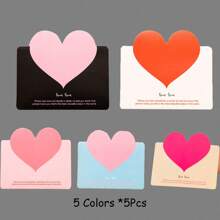 5/25/50 pezzi Biglietti d'auguri a forma di cuore per San Valentino, carte colorate essenziali e pieghevoli per anniversari, matrimoni, compleanni, festa della mamma, festa del papà e lauree