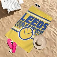 利兹联足球俱乐部速干超柔软超细纤维沙滩巾 - 轻盈、吸水、黄蓝足球图案设计 - 非常适合游泳、健身、瑜伽、旅行、瑜伽毛巾 | 运动沙滩巾 | 速干面料夏季假日浴室装饰海滩必需品