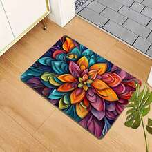 1 件波西米亚复古图案风格地毯，涤纶入口垫，防滑耐用，可机洗，易于护理，适用于客厅、卧室、洗衣房、家居装饰，室内/室外用途多样；