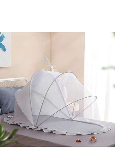 1 st hopfällbart myggnät för barn, hopfällbart babymyggnätsskydd i stor storlek, ingen installation krävs, grå