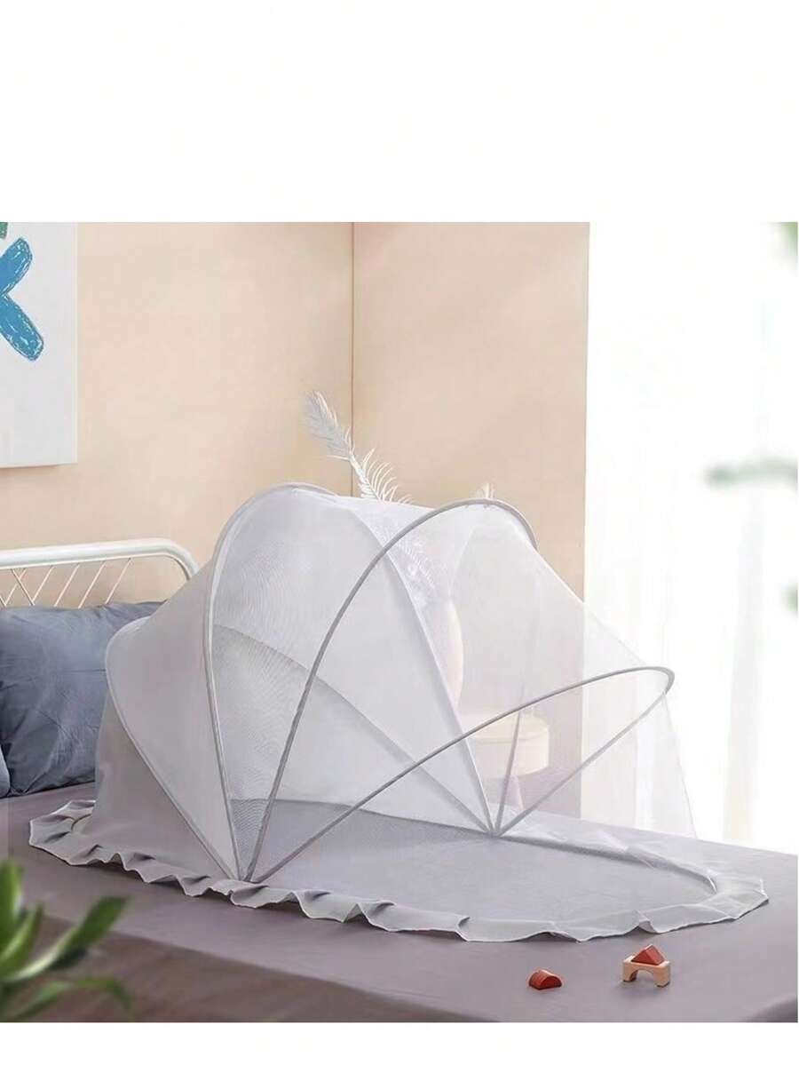 1 件儿童可折叠蚊帐，可折叠大号婴儿蚊帐罩，无需安装，灰色