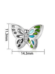 A Green Butterfly Bead Gift With Zirconia Wings - Silver - View 2