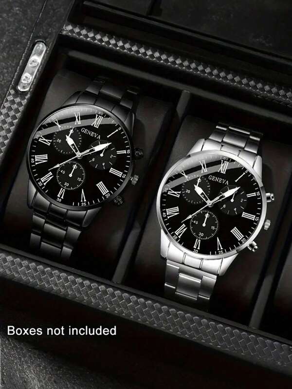 2pcs/Set Men's Quartz Round Dial Business Casual Watch And Bracelet Gift Set, Suitable For Valentine's Day, New Year, Christmas, Birthday Gifts For Family And Friends