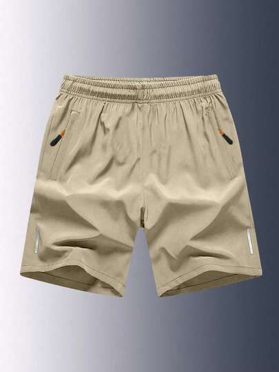 1 pieza Pantalón corto deportivo informal de color liso para adolescentes y jóvenes, para verano
