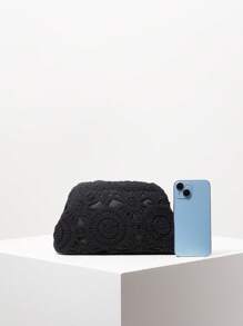 Bolso de embrague de ganchillo con patrón hueco, bolso de playa bohemio, set de ganchillo, artículos indispensables para viajar, atuendos de vacaciones para mujeres, artículos de boda, bolso de graduación, billetera casual de vacaciones (patrón aleatorio)