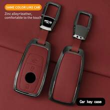 Funda de carcasa de llave remota de coche de aleación para Mercedes Benz Clase A, C, E, S, G, GLC, CLE, CLA W177, W205, W213, W222, X167 AMG E200, E300, E320 - caparazón único - Ver 3