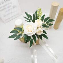 1 peça/6 peças de flores artificiais, cadeiras de corredor de casamento decoradas com rosas artificiais, decoração elegante para assentos de banco de igreja, adequada para cerimônias de casamento, recepções, Natal, Dia dos Namorados, banquetes, aniversários, festas e ocasiões especiais, presentes de verão, praia, volta às aulas, material escolar, decoração de quarto - Multicolorido - Ver 6