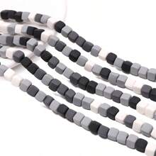 60pcs 6mm Soft Clay Square Beads Handmade Bracelet Necklace Jewelry DIY Accessory Material Kit, Colorful Beading Supplies