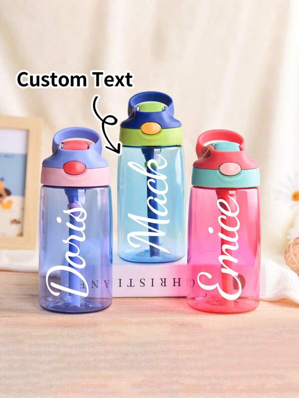 1pc Customized Name Children's Straw Cup, Personalized Sports Water Bottle With Name, Large Capacity Leak-Proof Sports Bottle, Suitable For Outdoor Fitness And Travel,Multi-Functional,Ornamental,Letter,Stylish,Modern,Colorful,Cute,Adorable,Casual,Custom,Personalised,Unique,Customized,Ideal Gifts For Him,Ideal Gifts For Her