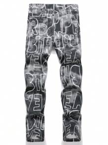 1 pieza Jeans rectos multicolor de estilo callejero y hip-hop con efecto desgastado para hombre, adecuados para uso diario y salidas del esposo/novio