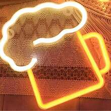 1pc Foam Beer Cup Neon Light, Suitable For Baby Room Decor, Bar Decoration, Girly Fairy Tale Lamp, Birthday Party, Wedding, Party Decor, Small Gift