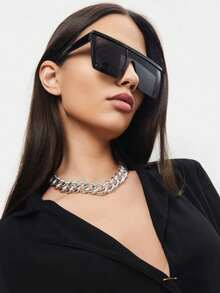 1 件女士大框时尚眼镜高端外观瘦脸眼镜女士沙滩配饰眼镜太阳镜 Y2KFest MusicFest - 彩色 - 查看 3