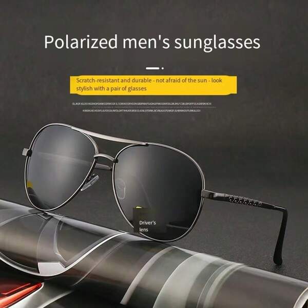 نظارة رجال كلاسيكية بإطار معدني هندسي فضي للاستخدام اليومي، مناسبة للرياضات الخارجية كالتجديف والصيد