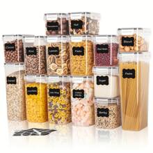 THELIFE Set Di 15 Contenitori Per Alimenti Ermetici Per Organizzare Cucina E Dispensa, Senza Bpa, Barattoli In Plastica Con Coperchio, Perfetti Per Cereali, Farina E Zucchero - Etichette Bonus, Marcature - Lavabile In Lavastoviglie