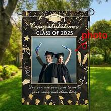 1pc Custom 2025 Graduation Garden Flag, High School And College Celebration, Personalized Yard Banner, Outdoor Sign, Customized Graduation Party Decor, Size 12x18 Inches - Multicolor - View 1