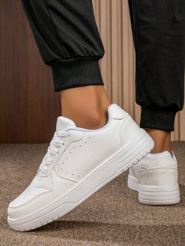 1 Paar neue Herren Lässig Schuhe, wasserdicht rutschfest einfach leicht langanhaltend College-Stil weiße Schuhe geeignet für Outdoor, Reisen, Fitnessstudio, Spazierengehen