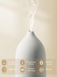 100ML Ceramic Essential Oil Diffuser - Ultrasonic Aromatherapy & Humidifier With 7-Color LED Lights, Auto Shut-Off, Wood Grain Base, 30s/1H/2H Timer | Scent For Home, Office, Yoga