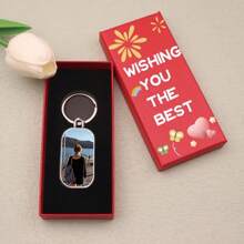 Personalisierter beidseitiger Foto-Schlüsselanhänger aus Metall, Geschenk für Schwester, Familie, Haustiere, Weihnachten, Abschluss