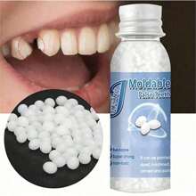 1pc DIY Horror Fake Teeth Set, (For Costume Prop Only) For Party Role Play. Moldable Fake Teeth Pellets, Gap Filling Adhesive Beads, Reusable And Customizable Neat Teeth Decor