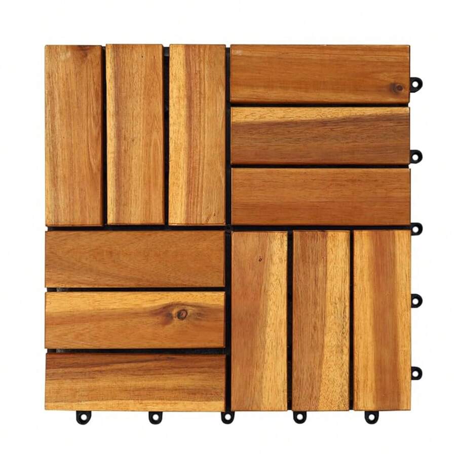 Piso Para Exterior, Baldosas de Madera para Jardin 10 piezas de 30x30 cm Caja con 10 piezas. Deck de Madera Fácil Instalación, Sin Necesidad de Herramientas (Parquet Gold) - Piso Parquet Gold - Ver 1