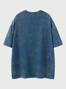 Shwiy Men's Washed Vintage Casual Minimalist Chicago Number 23 Star Print Short Sleeve T-Shirt With Racing Element, Suitable For Daily Wear, Spring/Summer