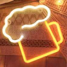 1pc Foam Beer Cup Neon Light, Suitable For Baby Room Decor, Bar Decoration, Girly Fairy Tale Lamp, Birthday Party, Wedding, Party Decor, Small Gift