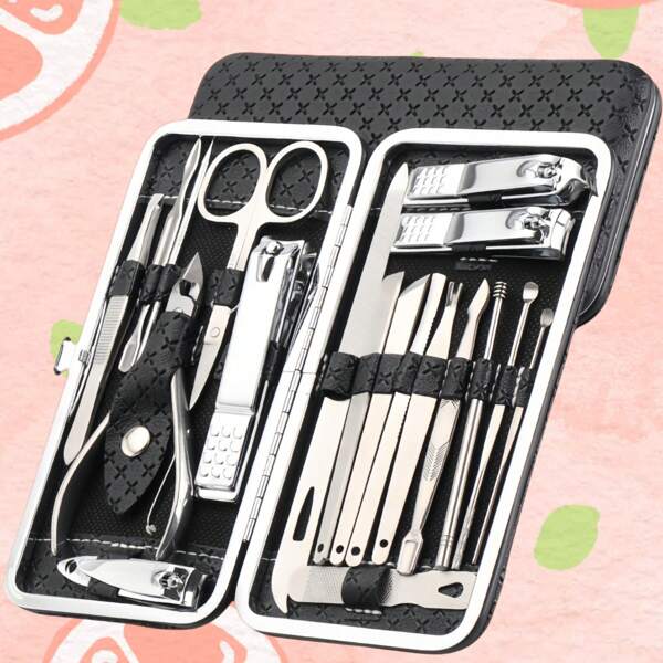 1 set professionale per la cura delle unghie - set di tronchesine per unghie delle dita dei piedi e delle mani con lima, rifilatore di cuticole e custodia | accessori essenziali per manicure e pedicure da casa e da viaggio