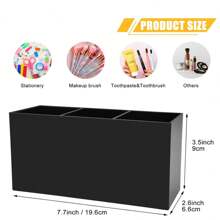 Acrylic Makeup Brush Holder With 3 Slots, Pen Holder Organizer For Desk, Office, Vanity