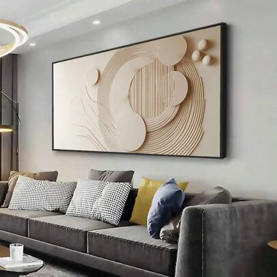 Moderne abstrakte geometrische Streifen Leinwandkunst - Rahmenlos Beige & Braun Design für Wohnzimmer, Schlafzimmer oder Flur Dekoration, Raumdekoration